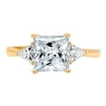 thumbnail image 1 of 2.32 ct Princess Cut Natural Swiss Blue Topaz 3 Stone 18K Yellow Gold Womens Engagement Ring, 1 of 5