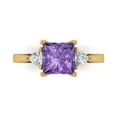 thumbnail image 1 of 2.32 ctw 3 Stone Anniversary Ring for Women | Princess Cut Simulated Alexandrite | Hyperallergenic Solid 18K Yellow Gold, 1 of 5