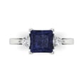 thumbnail image 1 of 2.32 ctw 3 Stone Anniversary Ring for Women | Princess Cut Simulated Blue Sapphire | Hyperallergenic Solid 14K White Gold, 1 of 5