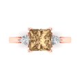 thumbnail image 1 of 2.32 ctw 3 Stone Anniversary Ring for Women | Princess Cut Simulated Champagne Diamond | Hyperallergenic Solid 14K Rose Gold, 1 of 5