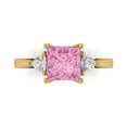 thumbnail image 1 of 2.32 ct Princess Cut Simulated Pink Diamond 3 Stone 18K Yellow Gold Womens Engagement Ring, 1 of 5