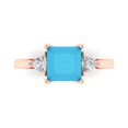 thumbnail image 1 of 2.32 ct Princess Cut Simulated Turquoise 3 Stone 14K Rose Gold Womens Engagement Ring, 1 of 5