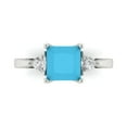 thumbnail image 1 of 2.32 ct Princess Cut Simulated Turquoise 3 Stone 14K White Gold Womens Engagement Ring, 1 of 5