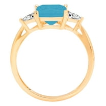 2.32 ct Princess Cut Simulated Turquoise Three-Stone Engagement Ring for Women in 18K Yellow Gold