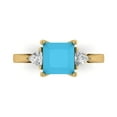 thumbnail image 1 of 2.32 ct Princess Cut Simulated Turquoise Three-Stone Engagement Ring for Women in 18K Yellow Gold, 1 of 5