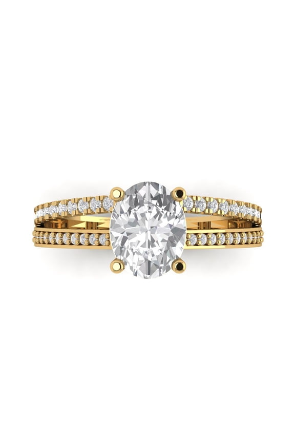 Solitaire with Accents Engagement Ring for Women - 2.32ct Moissanite in 18K Yellow Gold Promise Ring