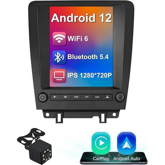 2+32G 9.7-inch Android 12 Car Stereo for Ford Mustang 2010 2011 2012 2013 2014 IPS Touchscreen Screen Car Radio with Carplay & Android Auto Support Backup Camera GPS FM Navi BT SWC