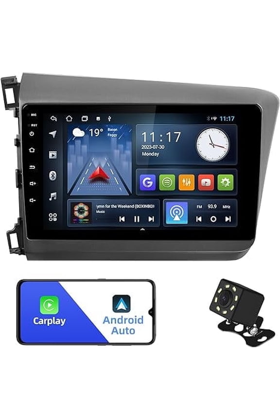 2+32G 9-Inch Android 10 Double Din Car Stereo for Honda Civic 2012-2015 IPS Touchscreen