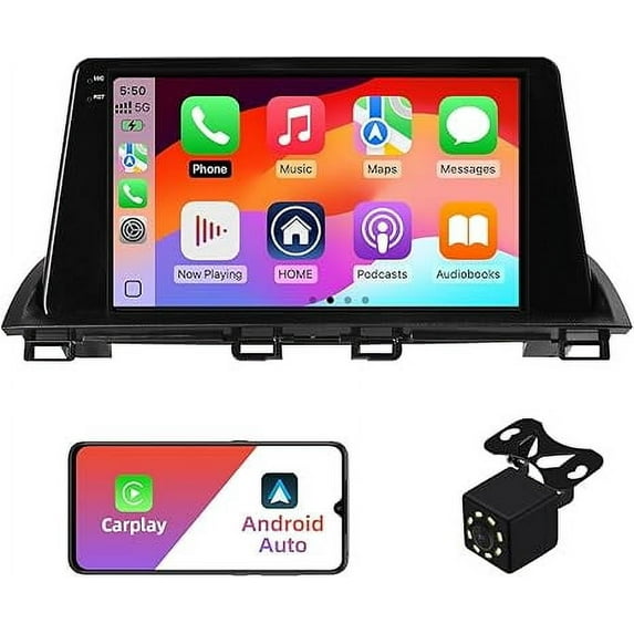 2+32G Android 12 Double Din Car Stereo for Mazda 3 Axela 2014-2019 with 9 Inch Touchscreen Radio Built-in Wireless Carplay/Android Auto/GPS/Bluetooth/FM/AUX-in/SWC/Backup Camera (with Canbus)
