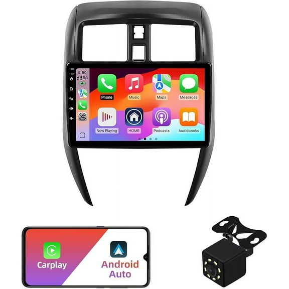 2+32G Android 12 Double Din Car Stereo for Nissan Versa Sedan 2015-2019 with 10.1 Inch Touchscreen Radio Built-in Wireless Carplay/Android Auto/GPS/Bluetooth/FM/AUX-in/SWC/Backup Camera