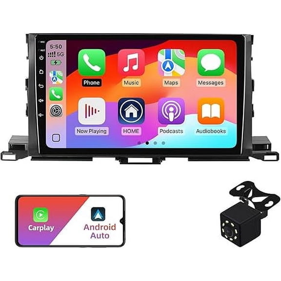 2+32G Android 12 Double Din Car Stereo for Toyota Highlander 2014-2019 with 10.1 Inch Touchscreen Radio Built-in Wireless Carplay/Android Auto/GPS/Bluetooth/FM/AUX-in/SWC/Backup Camera