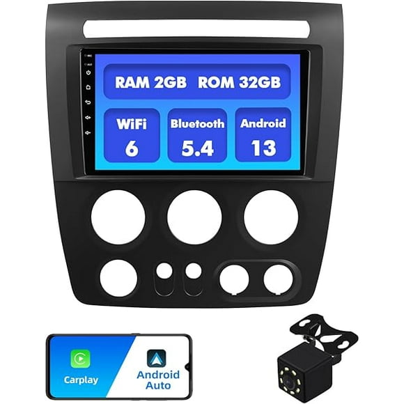 2+32G Android 12 Double Din Car Stereo for Hummer H3 2005-2010 with 9 Inch Touchscreen Radio