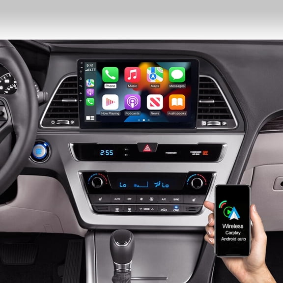 2+32G Android 13 Car Stereo for Hyundai Sonata 2015-2017 with Wireless Apple Carplay Android Auto,9" Sonata Car Radio with GPS Navigation,Bluetooth,WiFi/FM/RDS Radio,SWC+Backup Camera
