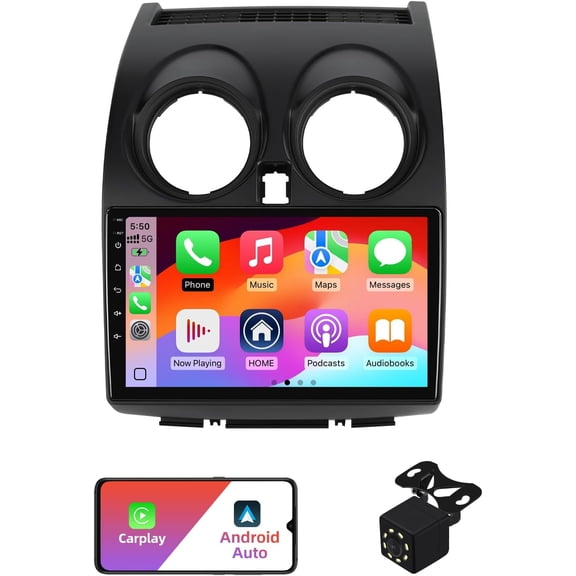 2+32G Android 13 Double Din Car Radio Stereo for Nissan Rogue Qashqai 1 J10 2006-2016 with 9 Inch Touchscreen Radio Built-in Wireless Carplay/Android Auto/GPS/Bluetooth/FM/AUX-in/SWC/Backup Camera