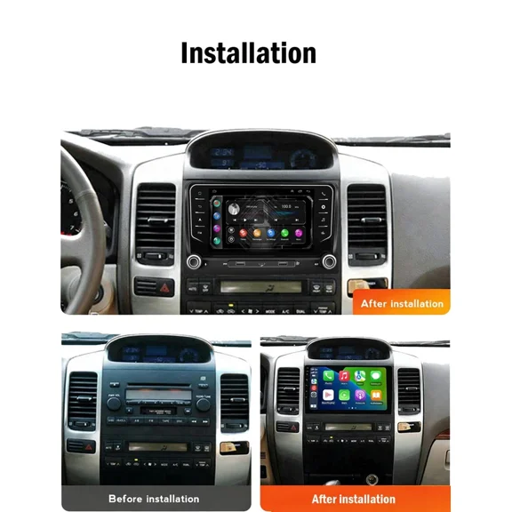 2+32G Android 14 Car Stereo Sat Navi for Toyota Land Cruiser 2002-2009 with Carplay Android Auto 7in Car Radio Player with Bluetooth Wifi FM SWC Mirror Link Split Screen