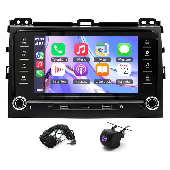 2+32G Android 14 Car Stereo Sat Navi for Toyota Land Cruiser 2002-2009 with Carplay Android Auto 7in Car Radio Player with Bluetooth Wifi FM SWC Mirror Link Split Screen