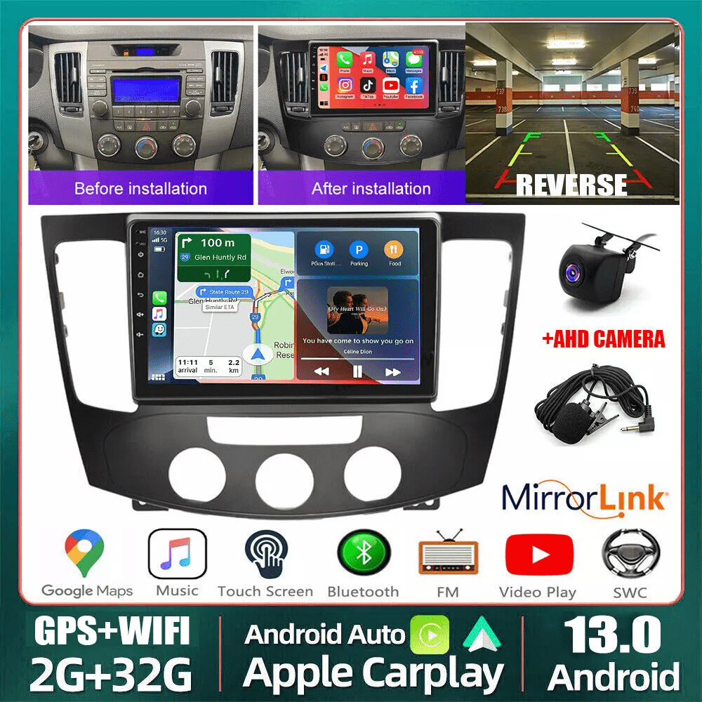 2+32G Android Car Stereo for Hyundai Sonata NF 2009 2010 with Carplay Android Auto Mirror Link, 9 inch Touchscreen FM RDS HiFi Bluetooth WiFi GPS+Camera & MIC