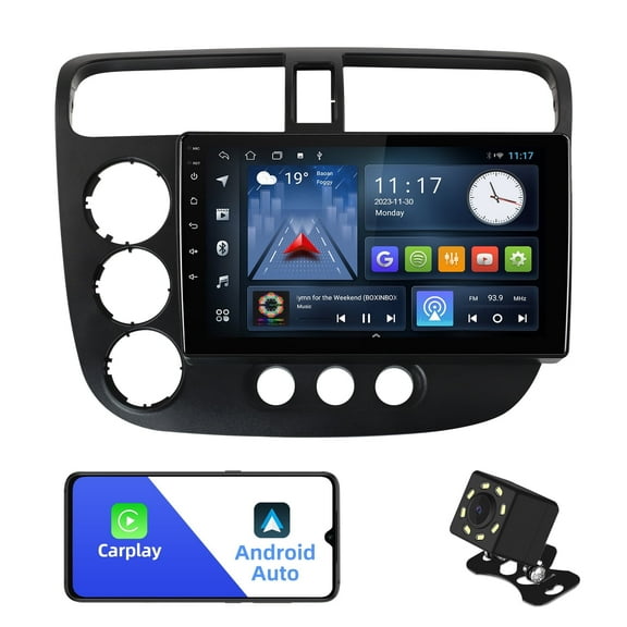 2+32G Android Car Stereo for Honda Civic 2000-2005 with 9-Inch Touchscreen Radio Built-in Wireless Carplay/Android Auto