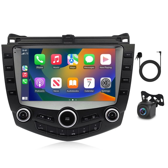 2+32G Car Stereo for Honda Accord 2003-2007 Low-Trim with Wireless CarPlay Android Auto 9inch Touch Screen Support Bluetooth FM/RDS GPS WiFi SWC Mirror Link
