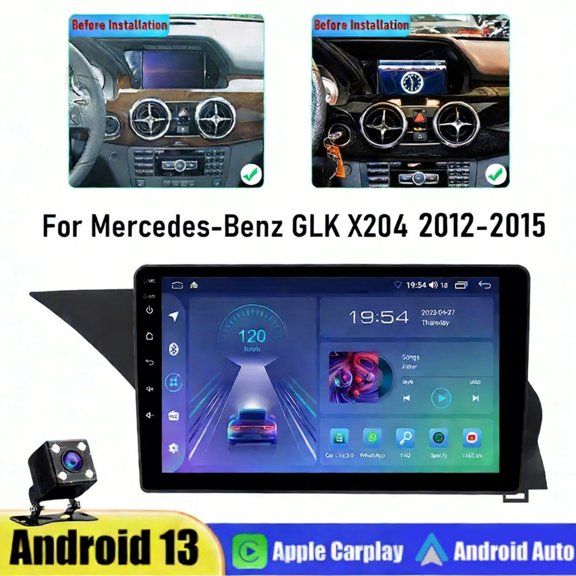 2+32G Car Stereo for Mercedes-Benz GLK X204 2012-2015 with Wireless CarPlay Android Auto 9inch Touch Screen Support Bluetooth FM/RDS GPS WiFi SWC