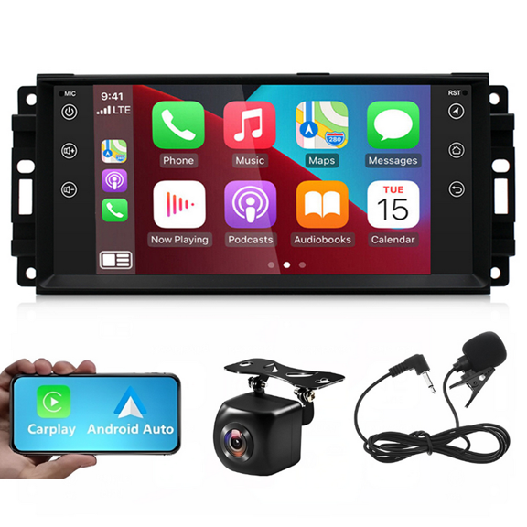 2+32GB 7in Car Stereo Compatible for Jeep Commander 2008-2010 with Carplay Android Auto GPS Navigation Android 13 Car Radio with Bluetooth Wifi FM SWC Split Screen + AHD Backup Camera Mic