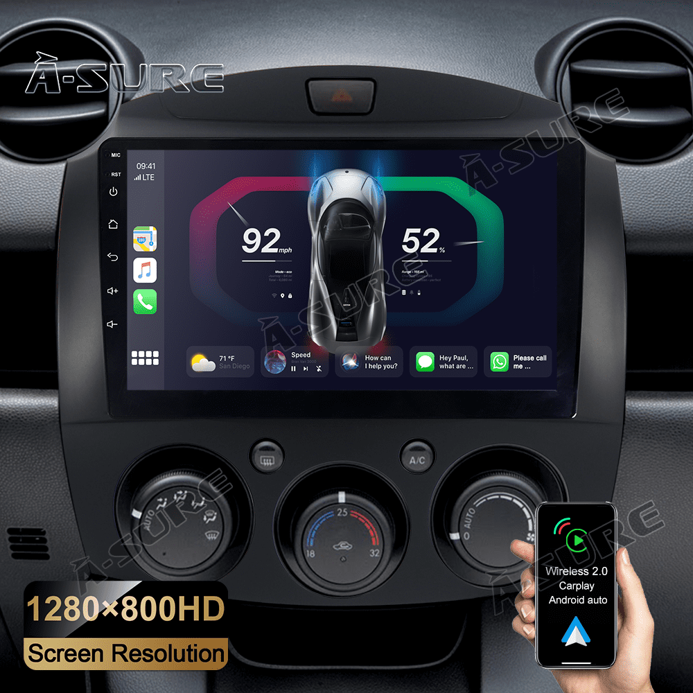 2+32GB Android 12 Apple CarPlay Radio Stereo For Mazda 2 Demio