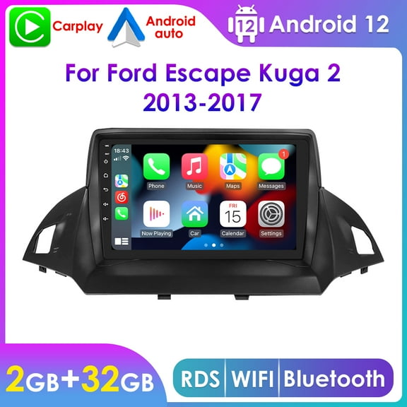 2+32GB Android 12 Carplay Wifi Bluetooth 9" Car Stereo Radio GPS Navigation Player For Ford Escape Kuga 2013 2014 2015 2016 2017