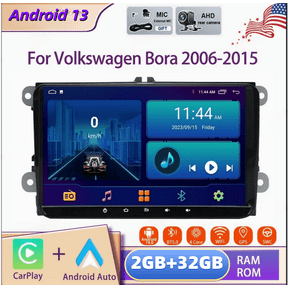 2+32GB Android 13 9-inch Car Stereo Radio Compatible for VW Bora 2006-2015 with Carplay and Android Auto GPS Navigation WiFi Bluetooth SWC RDS DSP DAB + AHD Backup Camera