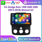 2+32GB Android 13 Bluetooth Apple Carplay 9" Touch Screen Car Stereo Radio Head Unit Multimedia GPS Navigation Player For Dodge Ram Pickup 1500 2500 3500 2013-2018 With Manual AC
