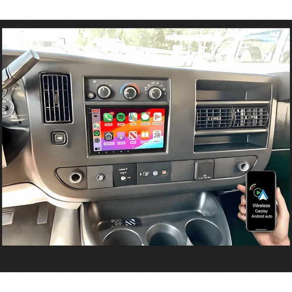2+32GB Android 15 Car Stereo For Chevrolet Express Radio, 8inch GPS Head Unit with Wireless CarPlay & Android Auto, DAB+, DVR, DSP & AHD Camera