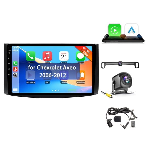 2+32GB Car Radio for Chevy Chevrolet Aveo 2006-2012 with Wireless Carplay Android Auto,9” Touchscreen Android 13 Car Stereo with Mirror Link WiFi/GPS Navigation Bluetooth FM/RDS SWC+AHD Rear Camera