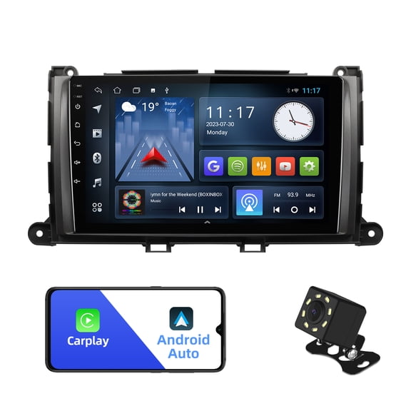 2+32GB Double Din Car Stereo for Toyota Sienna 2011-2014 with 9 Inch Touchscreen Radio Built-in Wireless Carplay/Android Auto/GPS/Bluetooth/FM/AUX-in/Steering Wheel Control Backup Camera