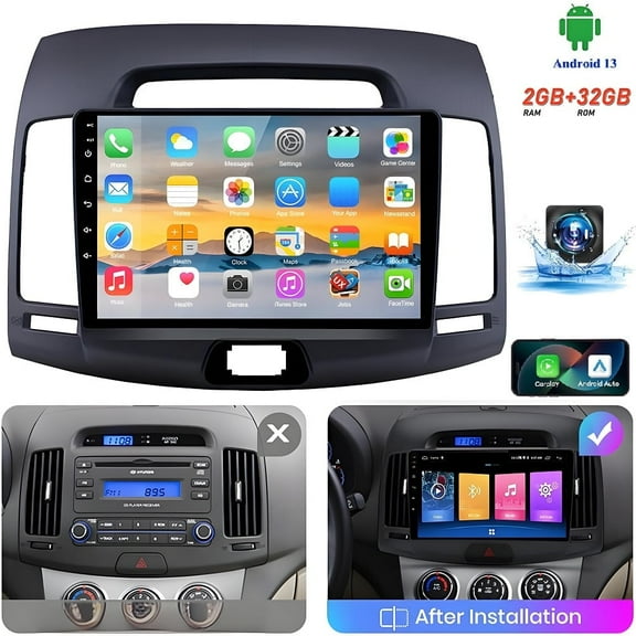 2+32GB for Hyundai Elantra 2006-2010 Android Car Radio with Wireless Apple CarPlay Android Auto, 9 Inch Touch Screen Car Stereo Bluetooth HiFi GPS Navigation