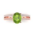 thumbnail image 1 of Clara Pucci 14K Rose Gold Solid Gold Peridot Solitaire with Accents Anniversary Ring for Women - 2.32 cttw Oval Cut, 1 of 7