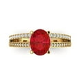 thumbnail image 1 of 2.32 ct Oval Cut Simulated Ruby Solitaire with Accents Engagement Ring for Women in 18K Yellow Gold, 1 of 5