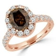 thumbnail image 1 of 2.33 CTW Oval Champagne Diamond Halo Engagement Ring in 14K Rose Gold - Size 4, 1 of 1