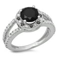 thumbnail image 1 of 2.33 Carat (ctw) 18K White Gold Round Black & White Diamond Ladies Bridal Split Shank Halo Style Engagement Ring, 1 of 1
