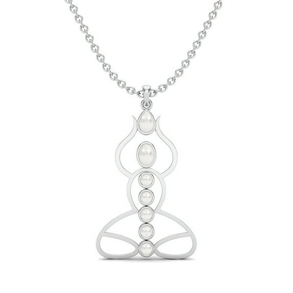 2.33 Cts Pearl 925 Sterling Silver Seven Yoga Chakra Meditation Valentines Day Gifts Pendant Necklace