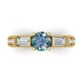 thumbnail image 1 of 2.33 ct Round Cut Blue Moissanite Three-Stone Engagement Ring for Women in 18K Yellow Gold, 1 of 5