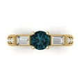 thumbnail image 1 of 2.33 ct Round Cut Natural London Blue Topaz 3 Stone 14K Yellow Gold Womens Engagement Ring, 1 of 5