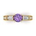 thumbnail image 1 of Clara Pucci 14K Yellow Gold Solid Gold Alexandrite Three-Stone Anniversary Ring for Women - 2.33 cttw Round Cut, 1 of 8