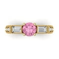 thumbnail image 1 of 2.33 ct Round Cut Simulated Pink Diamond Three-Stone Engagement Ring for Women in 18K Yellow Gold, 1 of 5