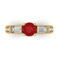 thumbnail image 1 of 2.33 ct Round Cut Simulated Pink Tourmaline Three-Stone Engagement Ring for Women in 18K Yellow Gold, 1 of 5