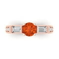 thumbnail image 1 of 2.33 ctw 3 Stone Anniversary Ring for Women | Round Cut Simulated Red Diamond | Hyperallergenic Solid 18K Rose Gold, 1 of 5