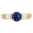 thumbnail image 1 of 2.33 ct Round Cut Simulated Tanzanite 3 Stone 18K Yellow Gold Womens Engagement Ring, 1 of 4