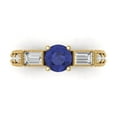 thumbnail image 1 of 2.33 ct Round Cut Simulated Tanzanite 3 Stone 18K Yellow Gold Womens Engagement Ring, 1 of 5