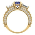 thumbnail image 1 of 2.33 ct Round Cut Simulated Tanzanite Three-Stone Engagement Ring for Women in 18K Yellow Gold, 1 of 2
