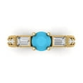 thumbnail image 1 of 2.33 ct Round Cut Simulated Turquoise Three-Stone Engagement Ring for Women in 18K Yellow Gold, 1 of 5