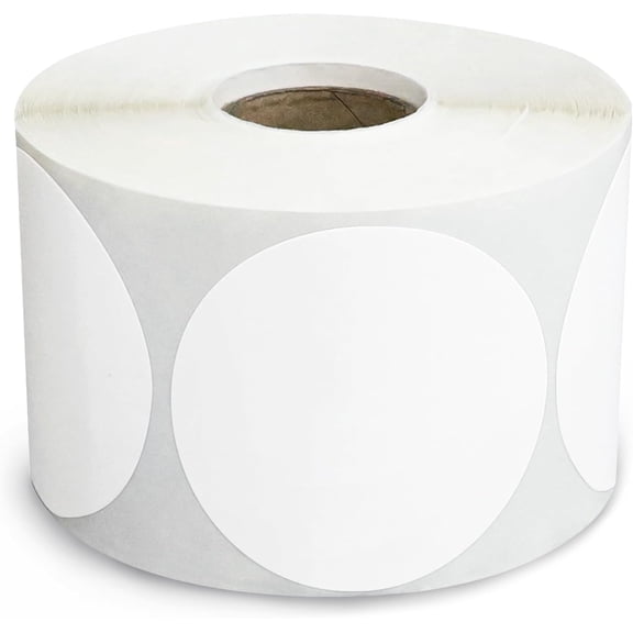 2" Circle Direct Thermal Barcode Sticker Labels, Self-Adhesive Round White Shipping Label, Compatible with Rollo & Zebra Printers, 750 Labels of Roll (1 Roll)