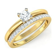 DIAMOND-CAPITALS 2.34 Ct Excellent Cut Round Diamond Wedding Ring Sets For Women Solid 14K Yellow Gold